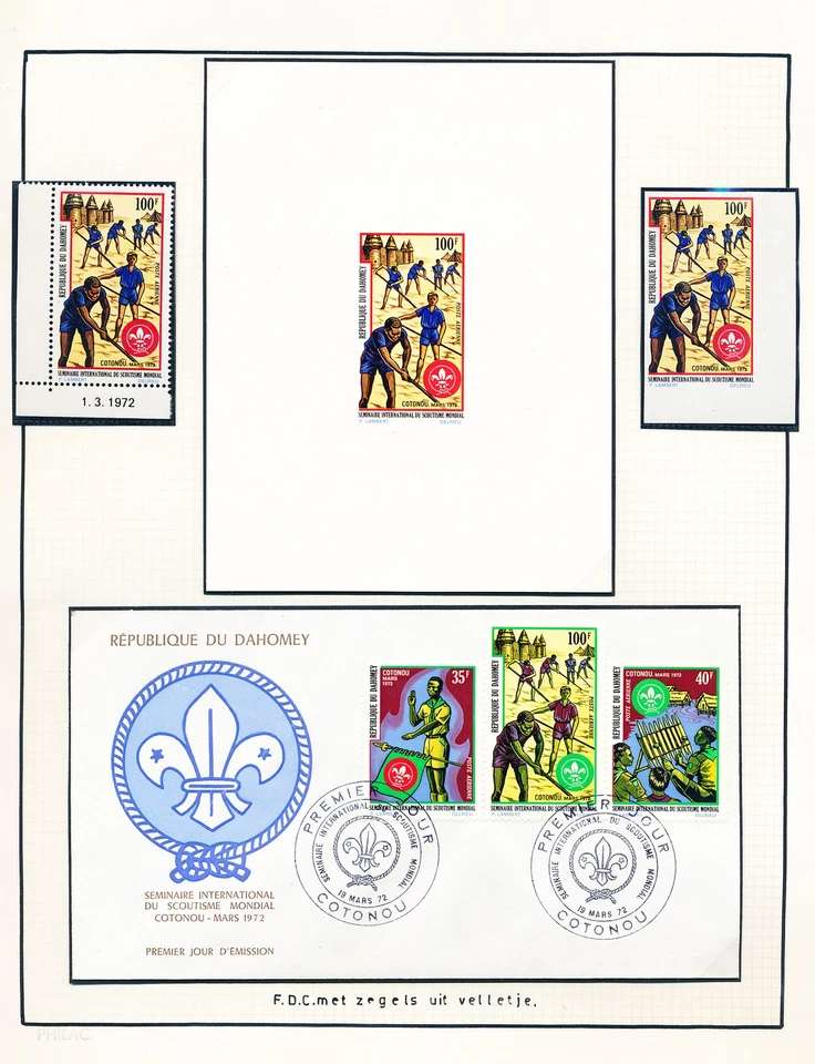 XE55611 Dahomey 1972 with MNH luxe sheet jamboree scouting FDC used - Image 1 of 1