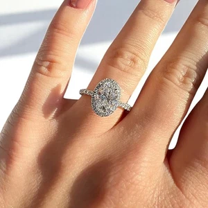 18K White Gold IGI GIA Certified Lab Grown Diamond Wedding Ring 2.40 Ct Oval Cut - Picture 1 of 9