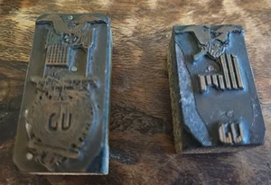Letterpress Copper And Wood Printing Block Set Of 2 Vintage Fraternal Org - Picture 1 of 5