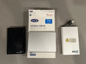 LaCie Mobile Drive 1TB USB-C Portable External HDD 130MB/s PC Seagate Diskgo Lot - Picture 1 of 14