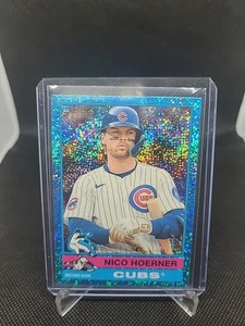 2025 Topps Heritage Chrome Light Blue Sparkle #52 Nico Hoerner Chicago Cubs - Picture 1 of 5