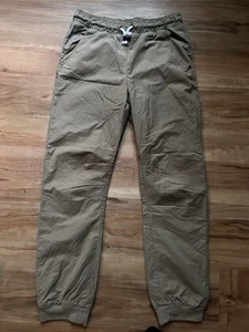 CAT & JACK Sz 14 Boys Khaki Tan Twill Jogger Pants Drawstring Elastic Waist - Picture 1 of 5