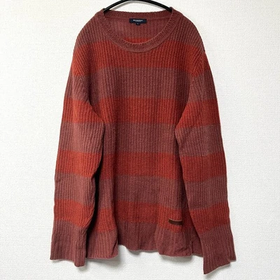 Burberry London Wool Cashmere Knit Sweater Red Brown Stripe L Japan Vintage - Image 1 of 4