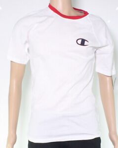 Champion Mens Sleepwear White Red Size Medium M Logo Short Sleeve Tee $32 003