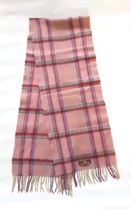 Sciarpa lunga Lakes Edge 100% lana di agnello Lakeland UK rosa check frange tartan - Foto 1 di 2