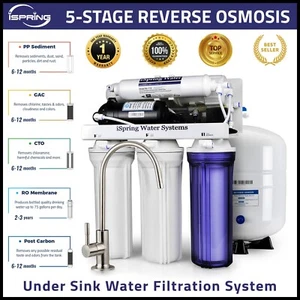 iSpring RCC7P 5-Stufen 75GPD Umkehrosmose RO Wasserfilteranlage + Booster Pumpe - Bild 1 von 8
