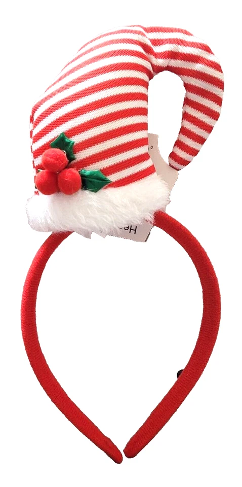 Diadema gorra Merry Brite a rayas rojas y blancas Foto 1 de 1