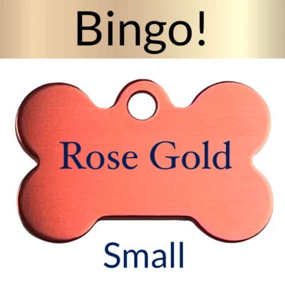 Etiquetas de perro grabadas personalizadas collar de perro personalizado etiquetas para mascotas grabadas SM ROSA HUESO Foto 1 de 4