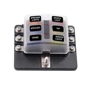 Car 12v 6-way Block ATC ATO Fuse New Waterproof Holder Box Led Blade Indicator - Picture 1 of 12