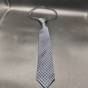 J. Khaki Zipper Tie Boys Short Blue Black 100% Silk - Picture 1 of 6