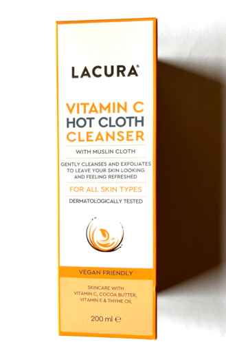 Lacura Vitamin C Hot Cloth Cleanser With Muslin Cloth 200ml Refreshed All Skin