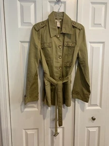 Sundance Jacke mit Gürtel Taschen Leinen/Baumwolle Gr. L khaki sportlich Military Outdoor - Bild 1 von 13