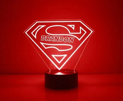 Superman Personalized FREE Superhero LED Night Light Lamp with Remote Control  - Image 1 of 4