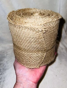 Vintage Roll French Natural Jute Burlap Ribbon, 5” Wide, 10 YARDS Finished Edge - Picture 1 of 14