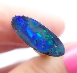Australian Boulder Opal Solid Natural Green Blue 14x6mm 1.9ct 11453 - Bild 1 von 5