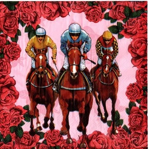 Serviettes en papier cheval hippisme jockey. Napkins horse riding horse racing - Picture 1 of 1