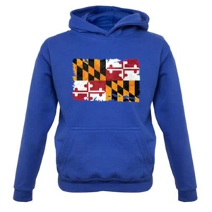 Maryland Grunge Style Flag - Kids Hoodie Annapolis US State Flags Baltimore - Picture 1 of 6