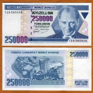 Turkey, 250,000 (250000) Lira, L. 1970 (1998) P-211, UNC - Picture 1 of 1