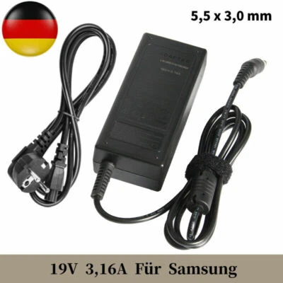 Netzteil Ladegerät Notebook Laptop 19V 3.16A 60W f. Samsung NP-R60S + Stromkabel - Bild 1 von 4