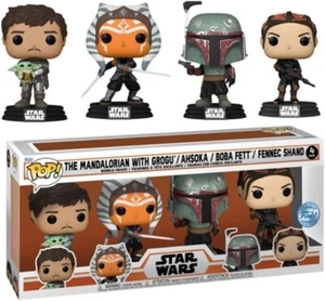 ✅ FUNKO POP STAR WARS THE MANDALORIAN GROGU AHSOKA BOBA FETT FENNEC SHAND 4 PACK - Imagen 1 de 7