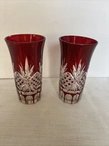 "2 jarrones de 4"" de colección rojos cortados a transparentes" - Imagen 1 de 8