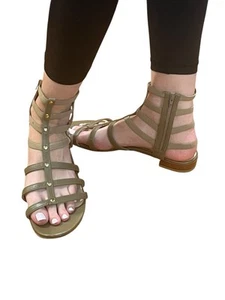 STUART WEITZMAN CEASAR LIGHT BROWN LEATHER CAGED GLADIATOR SANDALS STUDDED 10 - Picture 1 of 12