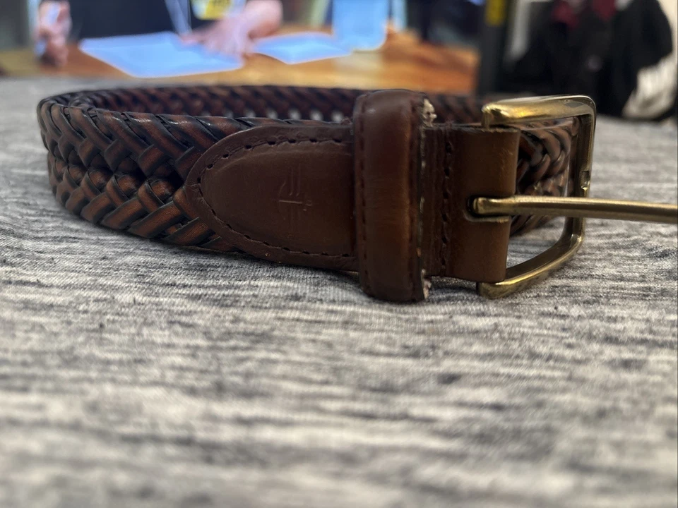 Cinturón de cuero genuino marrón trenzado Dockers para hombre talla 40 hebilla de latón Foto 1 de 3