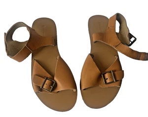 Warehouse Women's Brown Double Buckle Leather Sandals Size 4 - Picture 1 of 6