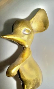 Vintage Solid Brass Big Decorative Ear Mouse Heavy,Paperweight,Figurine 5.5 Tall - Picture 1 of 5