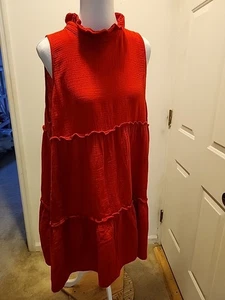 Mini Vestido Pomander Place en Niveles XXL Rojo Volantes Cuello Sin Mangas Pajarita Espalda - Imagen 1 de 9