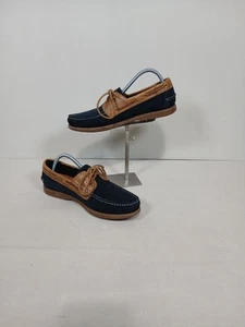 Barker Wallis Navy Blue Suede Cedar Collar Boat Shoes Size 9 Rubber Sole - Picture 1 of 13