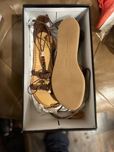  Size: 7 Dolce Vita Brown 'Jinny' Tassel Lace-up Sandals - Picture 1 of 3