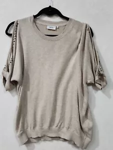 Jeans West Womens Beige Cold Shoulder Knit Top Size S - Picture 1 of 4