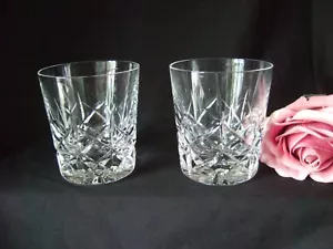 Par de vasos de whisky de vidrio cortado con cristal de plomo vasos de licores rocas (CW4) - Imagen 1 de 5