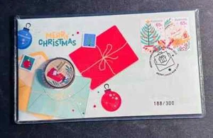 2023 Australia Impressions Merry Christmas/XMas PNC $1 Coin & Stamps #188/300 - Picture 1 of 2