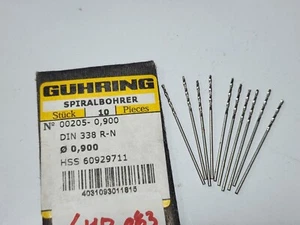Guhring 0.9mm hss drill din338 R-N 10 PCS 1SET - Picture 1 of 2