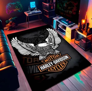 Harley Davidson Rug, Legendary Motorcycle Premium Rectangle Rug - Picture 1 of 5