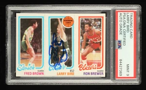 Larry Bird Signed Fred Brown / Larry Bird / Ron Brewer 1980-81 Topps #165 Rookie - Picture 1 of 2