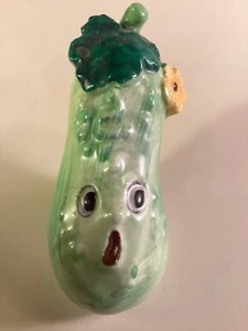 Vintage Surprised Cucumber Ceramic Salt Shaker - Picture 1 of 7