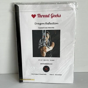 Counted Cross Stitch Kit : Thread Geeks: Dragon Reflection Artist Anne Stokes UK - Picture 1 of 5