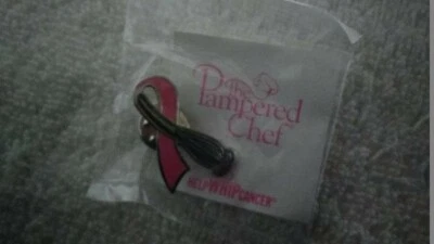 Pampered Chef pink ribbon w/whisk Fight Cancer Lapel Pin NIP lot of 13 NEW - Image 1 of 2