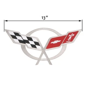 Corvette 1997-2005 C5 Applique Toppa Ricamata 13"" Argento - Foto 1 di 1