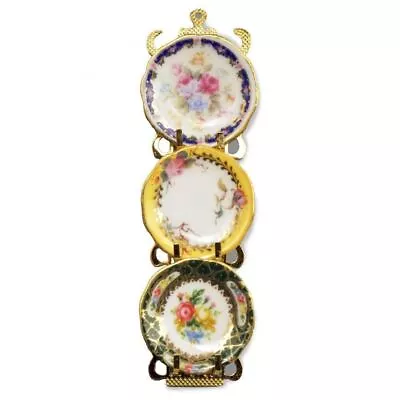 Dolls House Floral Wall Plate Rack Ornament Reutter Porcelain Accessory - Image 1 of 4