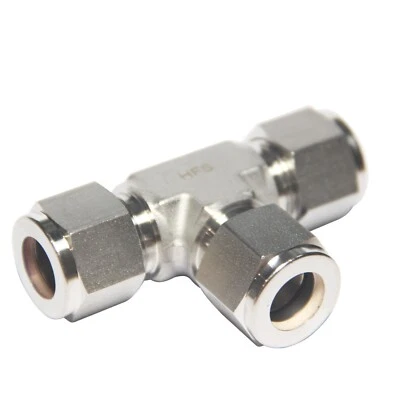 Compression Fitting Tee 1/2" x 1/2" x 1/2" Tube OD Stainless Steel 316 - Image 1 of 4
