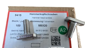 100 Hammerkopfschrauben M8x20mm Edelstahl A2 Typ 28/15 Solar Photovoltaik - Bild 1 von 1