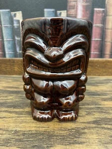 Vtg brown glaze 12oz tiki mug textured - Picture 1 of 9