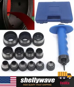 14pcs Hollow Punch Tool Set Leather Kit Gasket Hole Rubber Cutter Cutting+ Box - Picture 1 of 15