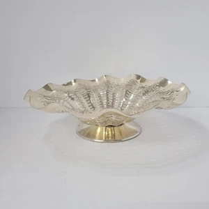 Vintage BRS 9" x 3" versilbert über Nickel Fuß gelocht Korb - Bild 1 von 6