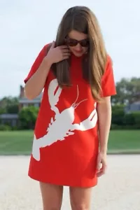 TIBI Lobster Dress Size 10 AU / 6 US Red Shift Iconic Print RARE Featured Vogue - Picture 1 of 11