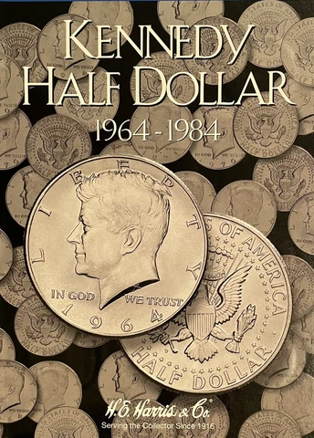 KENNEDY HALF DOLLAR SET — 1964 - 1984 P & D (35 COINS) IN NEW HARRIS FOLDER Cover